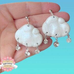 Handmade raincloud earrings handcrafted